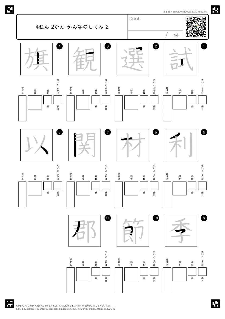 4ねん 2かん かん字のしくみ 2の紙面