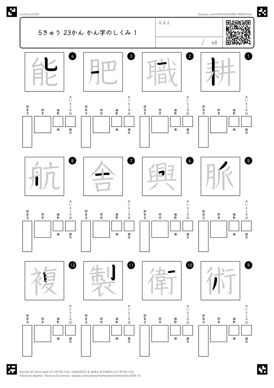 5きゅう 23かん かん字のしくみ 1の問題
