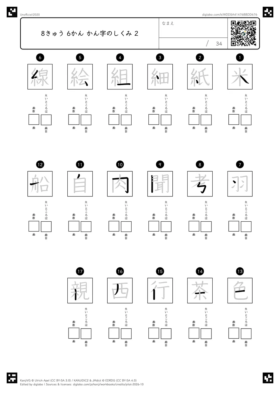 8きゅう 6かん かん字のしくみ 2の紙面