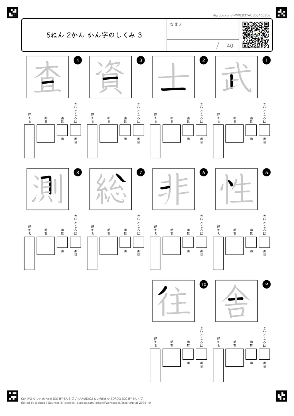 5ねん 2かん かん字のしくみ 3の紙面