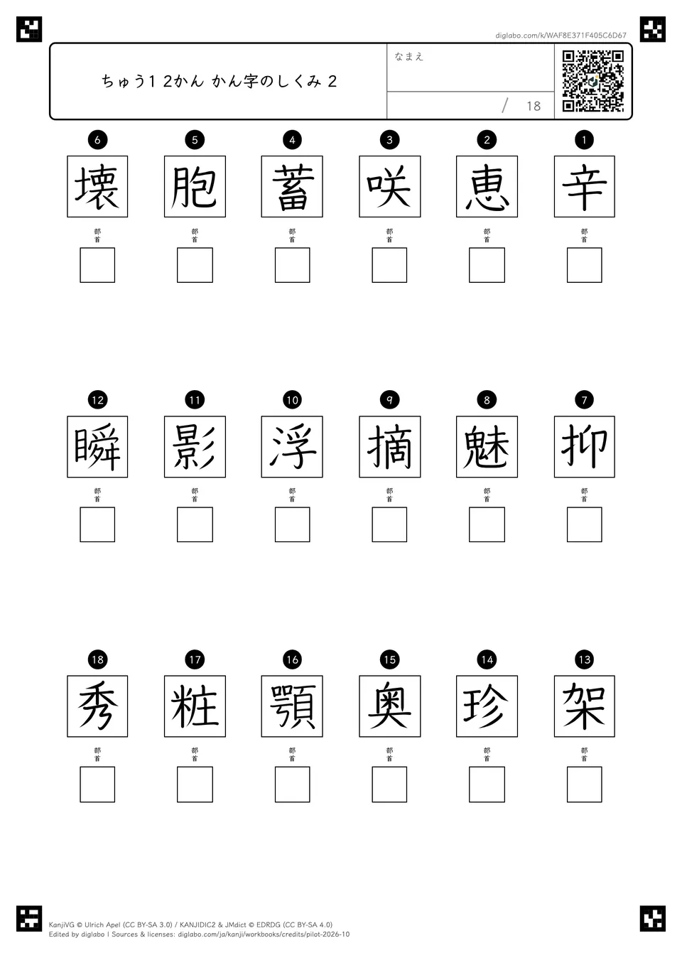 ちゅう1 2かん かん字のしくみ 2の紙面