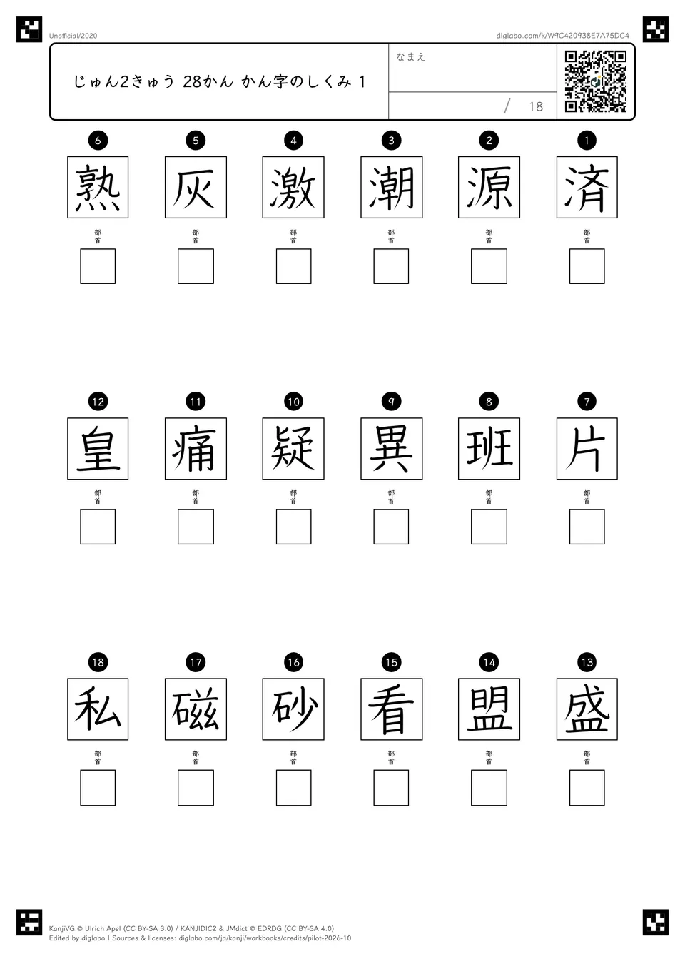 じゅん2きゅう 28かん かん字のしくみ 1の問題