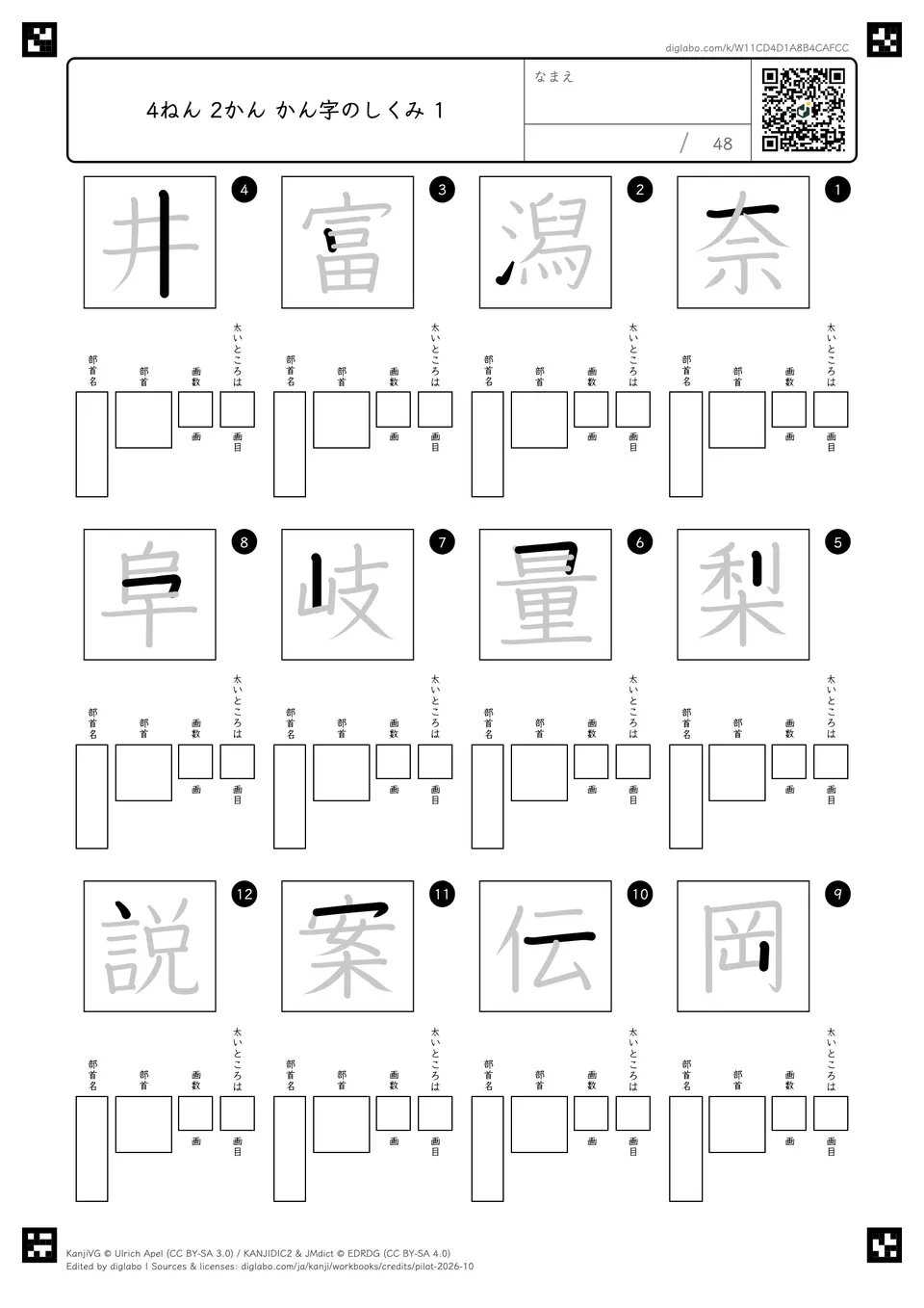 4ねん 2かん かん字のしくみ 1の紙面