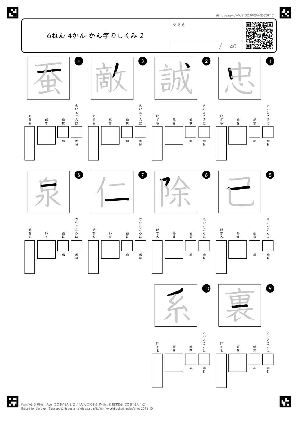 6ねん 4かん かん字のしくみ 2の紙面