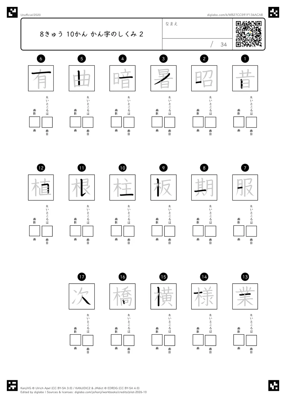 8きゅう 10かん かん字のしくみ 2の紙面