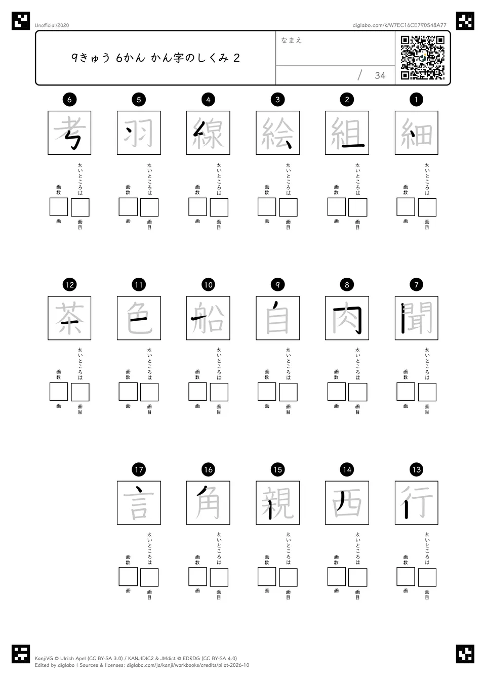 9きゅう 6かん かん字のしくみ 2の紙面