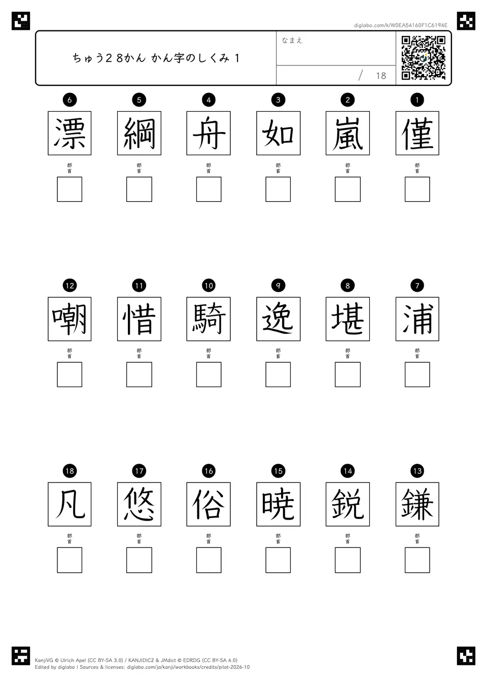ちゅう2 8かん かん字のしくみ 1の問題