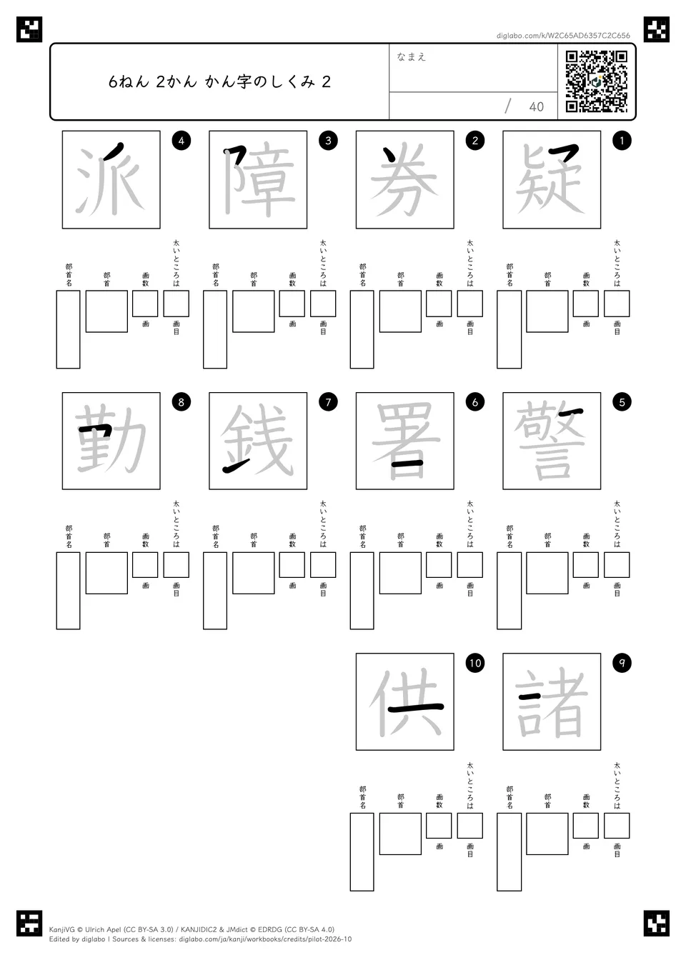 6ねん 2かん かん字のしくみ 2の紙面