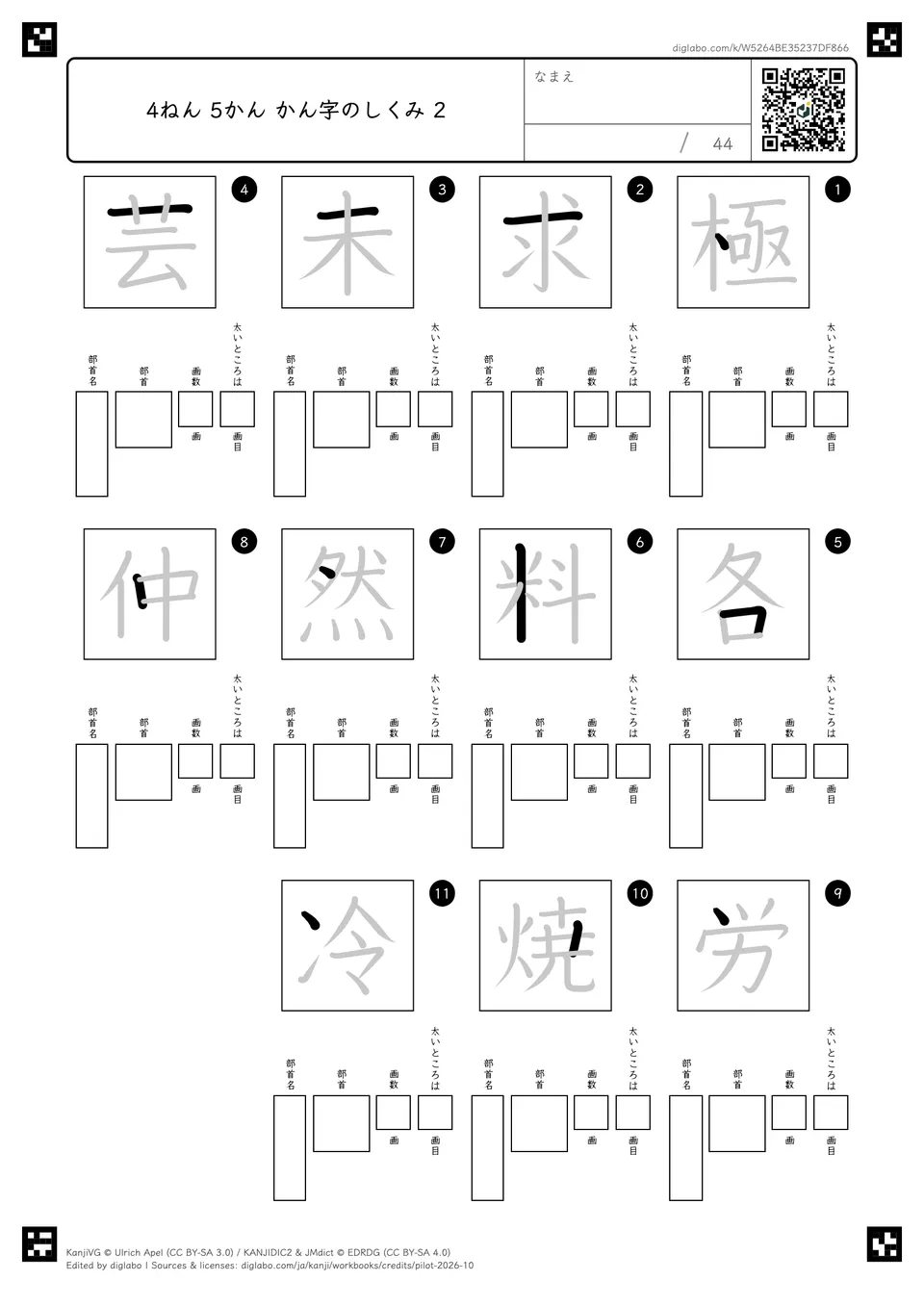4ねん 5かん かん字のしくみ 2の紙面